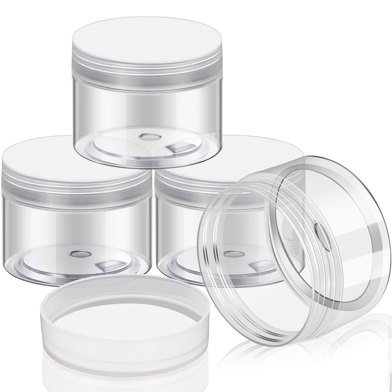 Patelai 4 Pcs Plastic Jars Wide Mouth with Lids