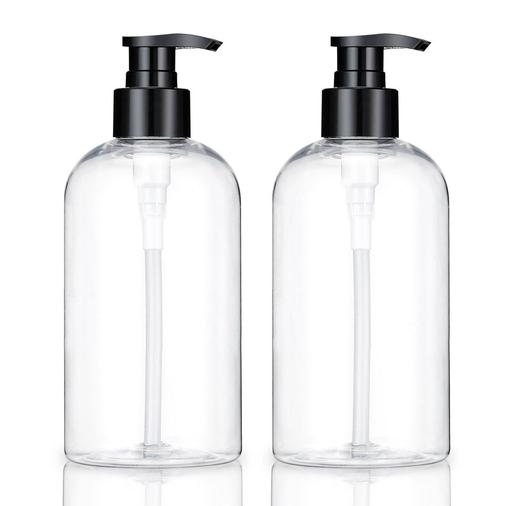 KREMORV Plastic Pump Bottles Dispenser 2Pack Empty Shampoo Bottle BPA Free