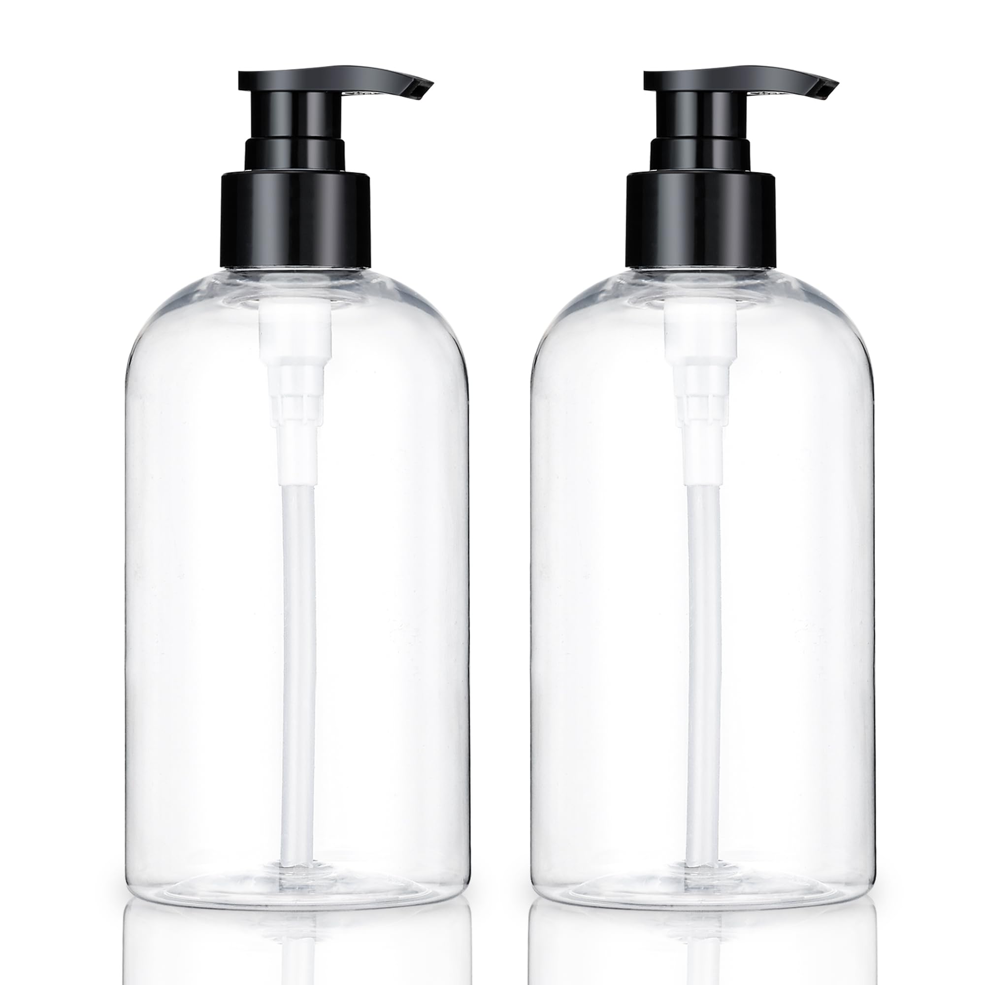 KREMORV Plastic Pump Bottles Dispenser 2Pack Empty Shampoo Bottle BPA Free