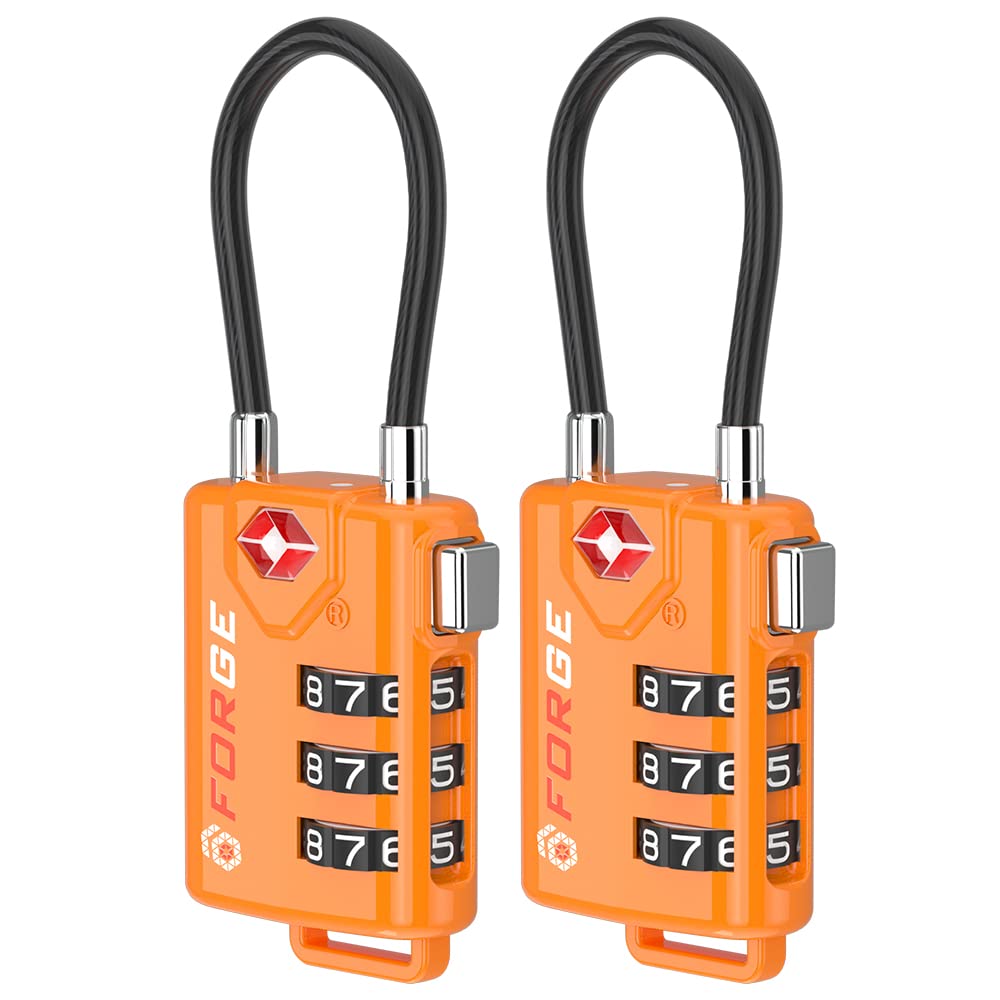 TSA Approved Cable Luggage Locks, Re-settable Combination with Alloy Body