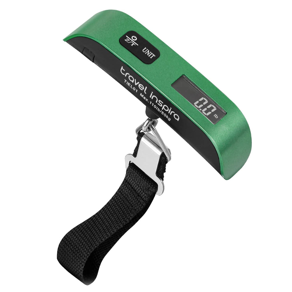 travel inspira Digital Luggage Scale – Portable Hanging Suitcase Weight Scale for Travel, 110 lb Capacity, Backlit LCD Display, Prevents Airport Overweight Fees, Battery Included