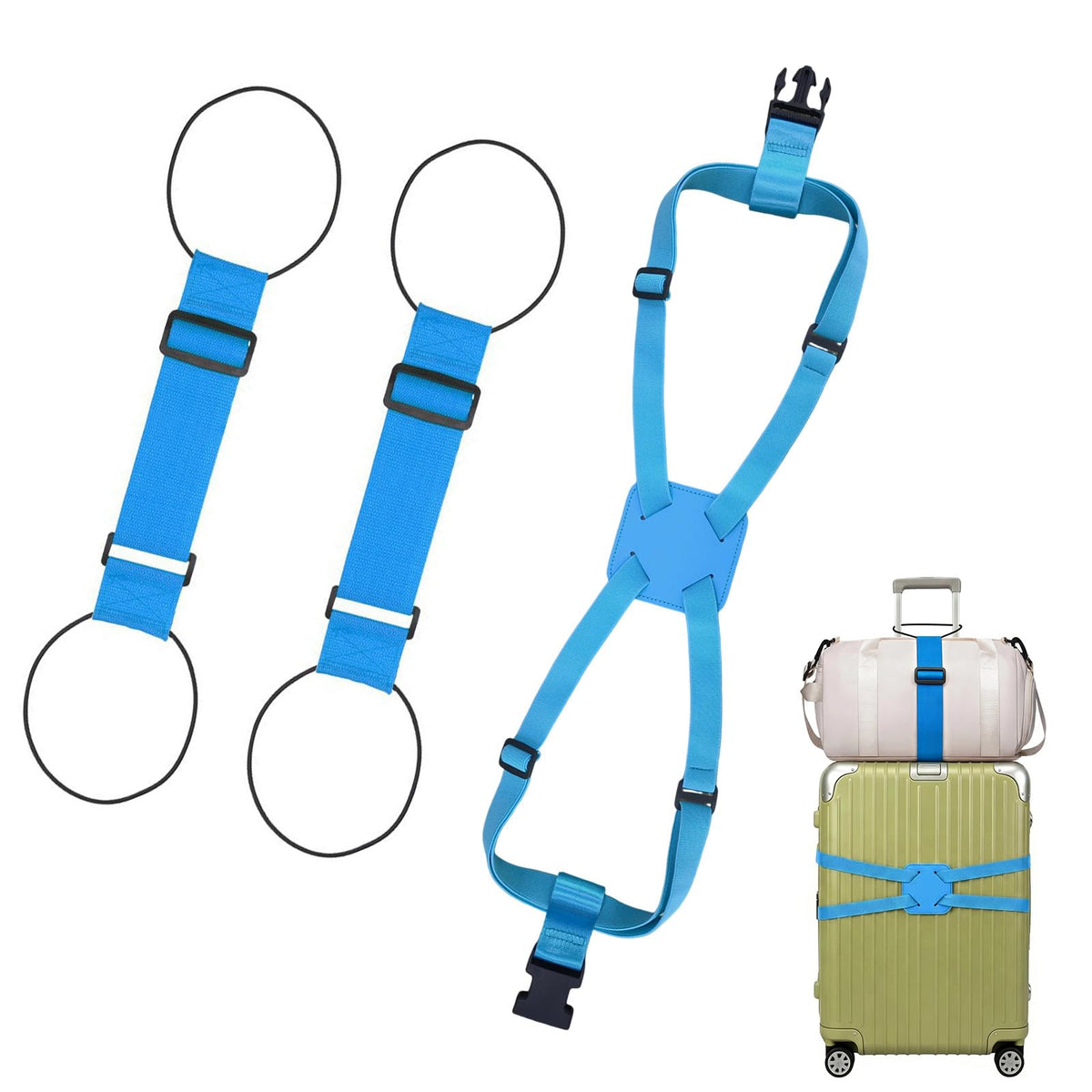 Multi Use Strong Adjustable Luggage Connector Straps for Suitcases