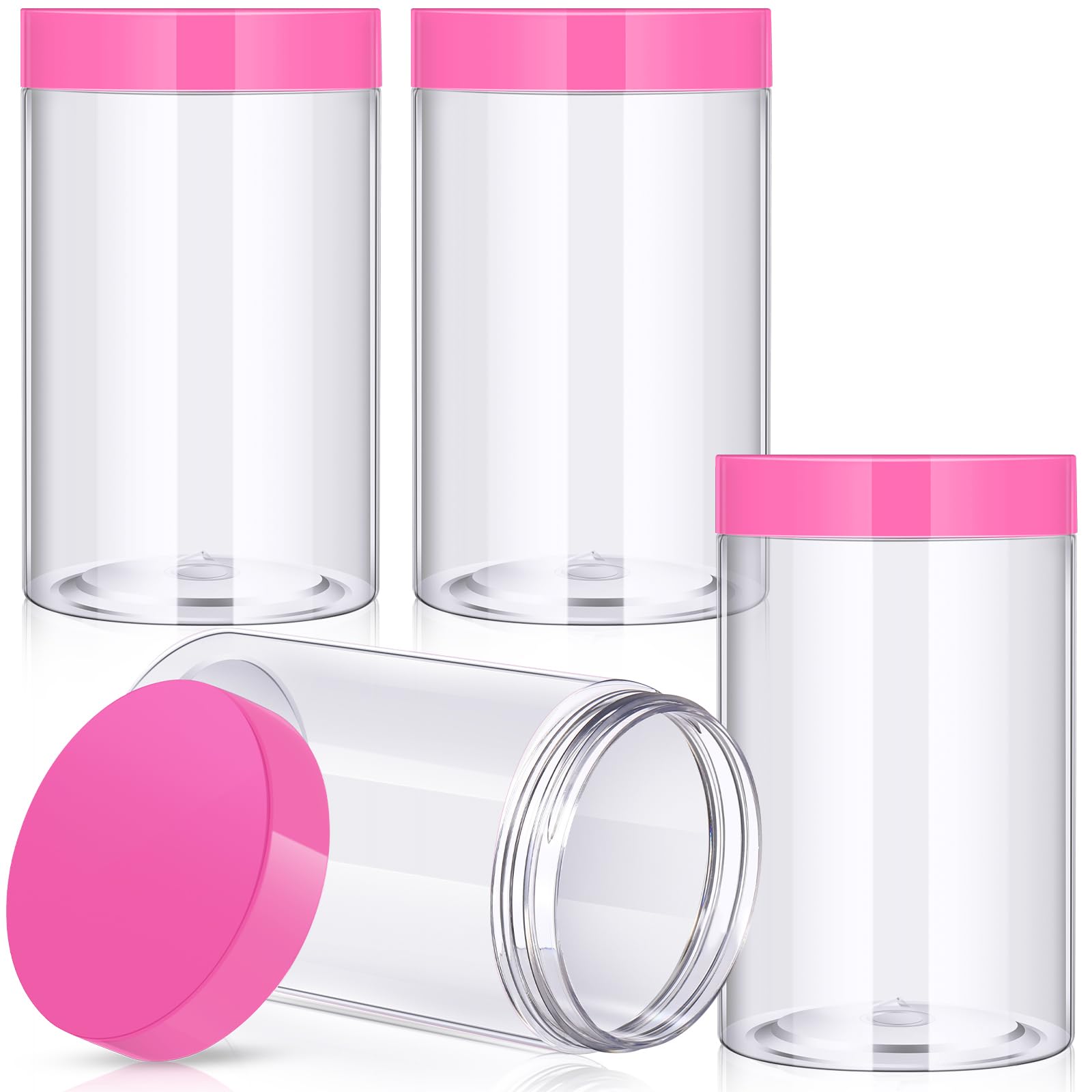 Patelai 4 Pcs Plastic Jars Wide Mouth with Lids