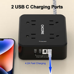8-Outlet Surge Protector Power Strip with 4 USB Ports