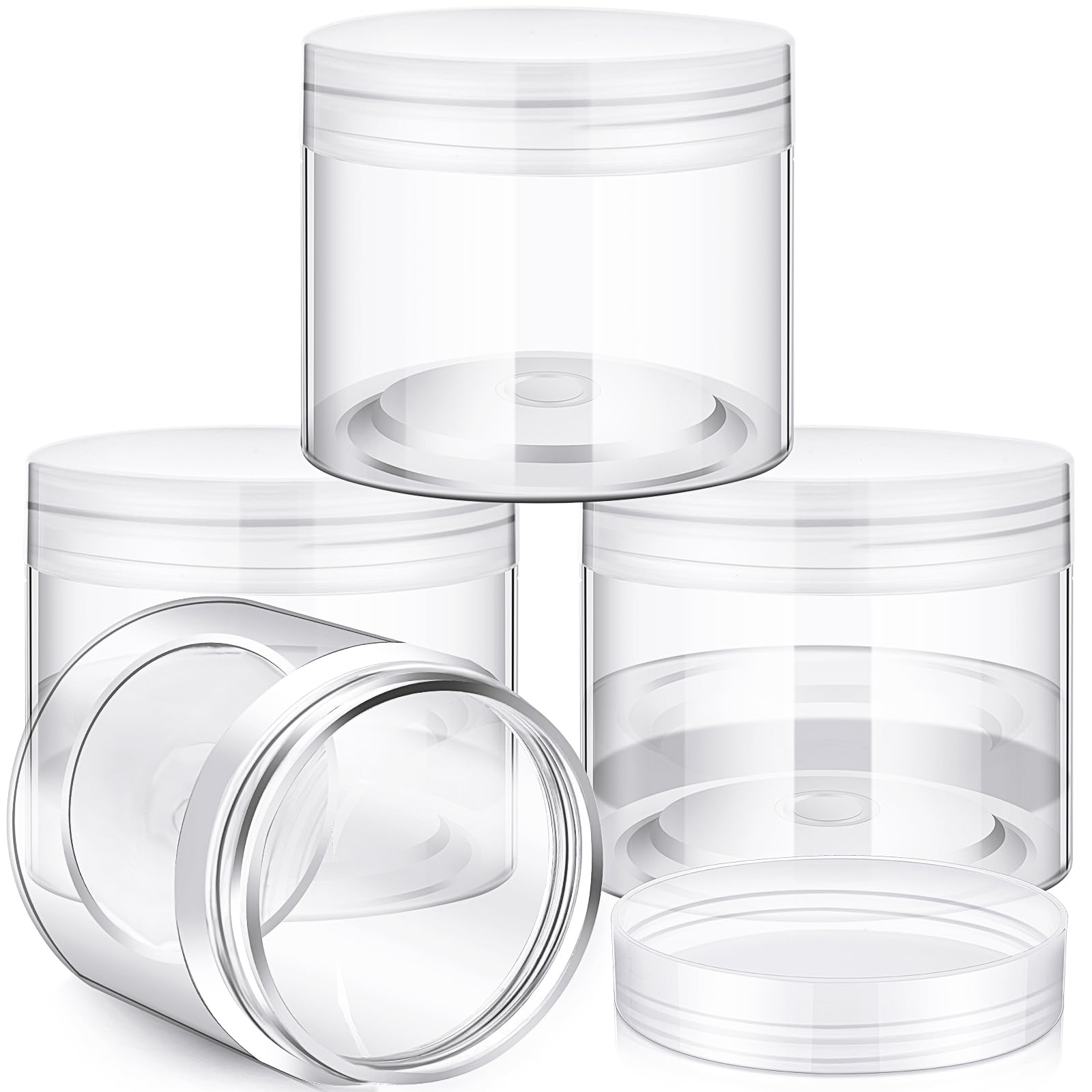 Patelai 4 Pcs Plastic Jars Wide Mouth with Lids