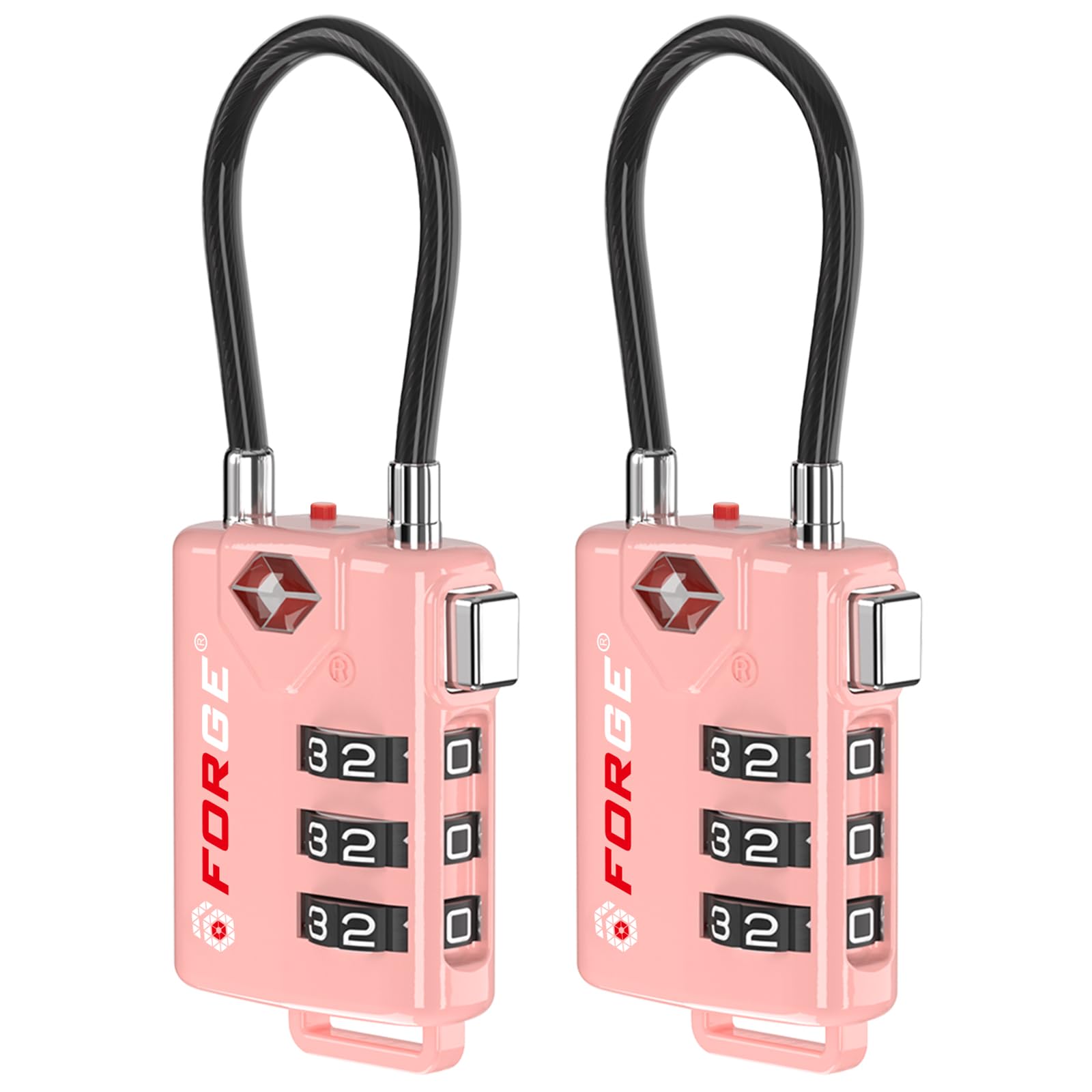 TSA Approved Cable Luggage Locks, Re-settable Combination with Alloy Body