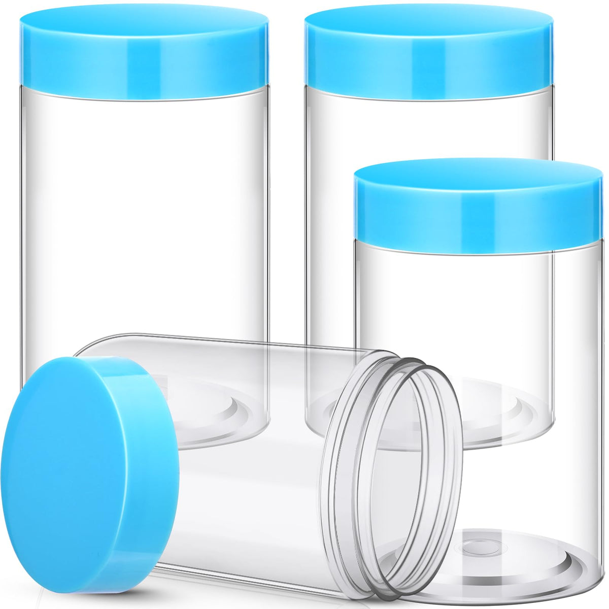 Patelai 4 Pcs Plastic Jars Wide Mouth with Lids
