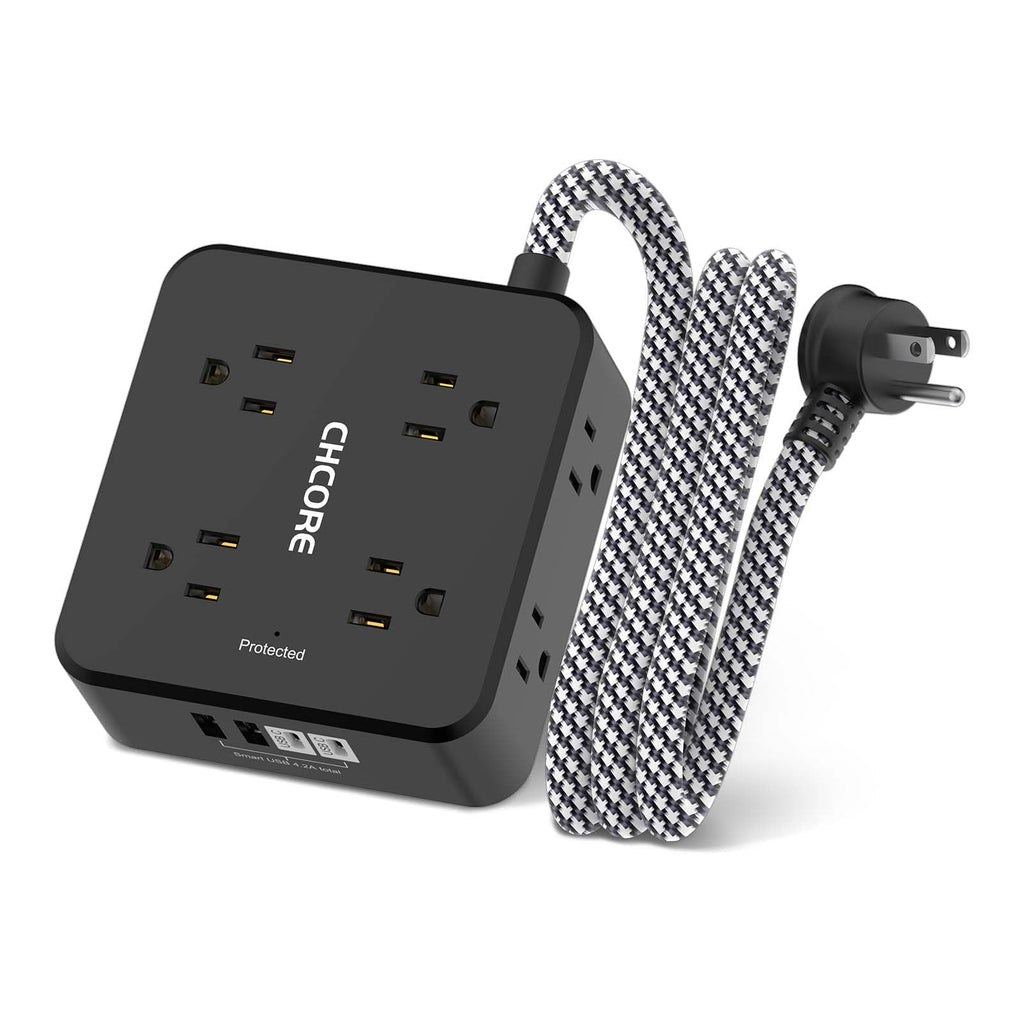 Surge Protector Power Strip - CHCORE Extension Cord with 8 Outlets with 4 USB (2 USB C) Charging Ports