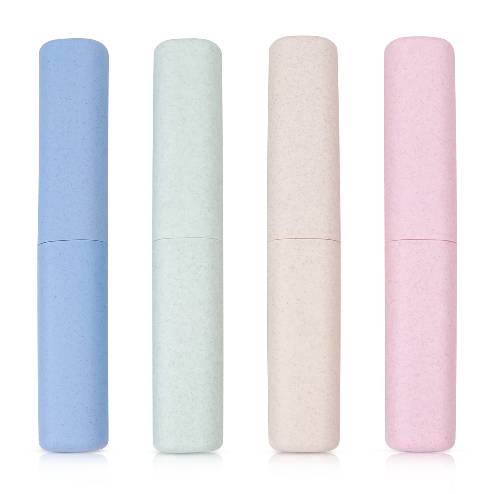 4 Pack Toothbrush Cases - Portable Travel Holder Container With Cover - Plastic Carrier Protector for Bathroom, School, Home, Camping