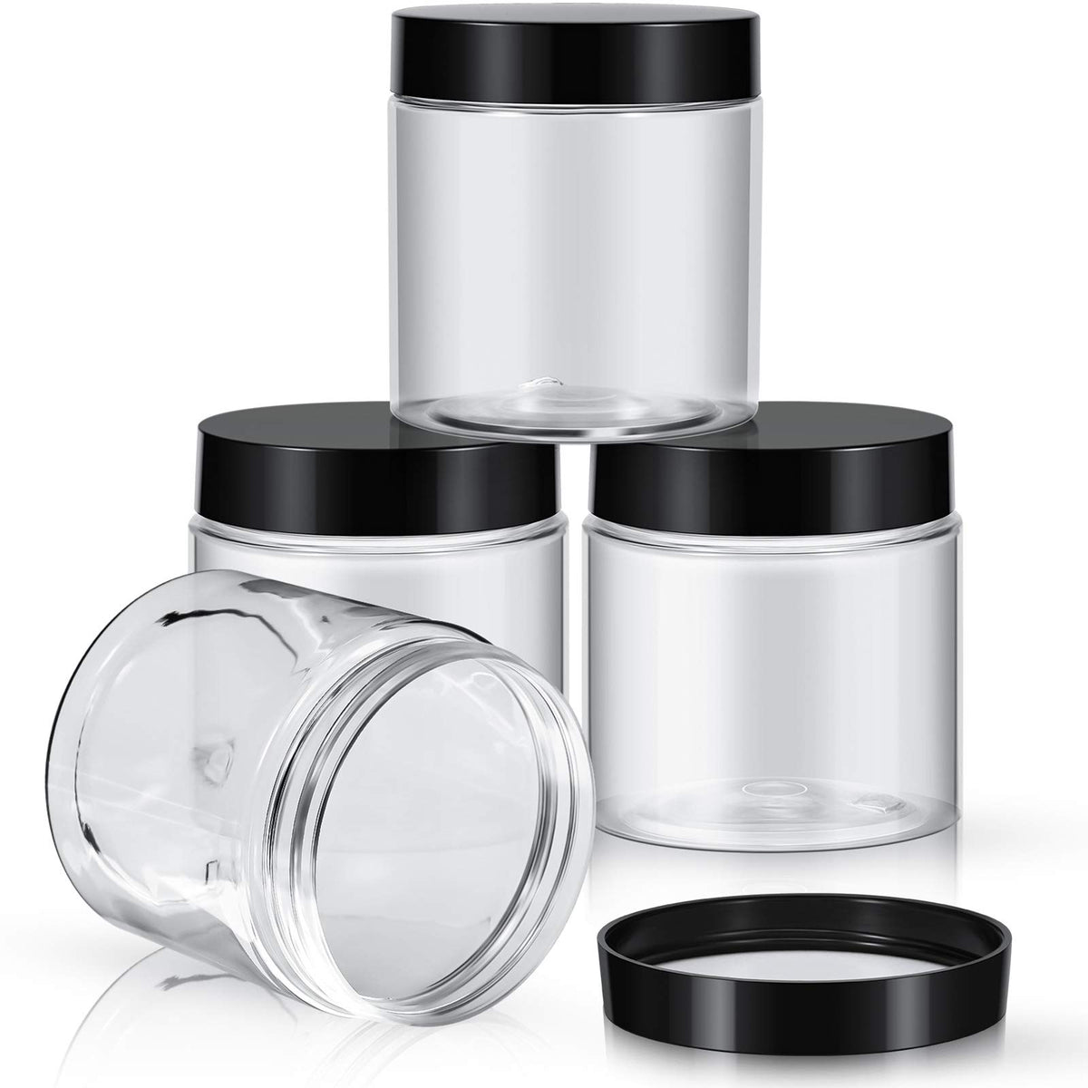 4-Pack Wide-Mouth Plastic Travel Jars with Lids
