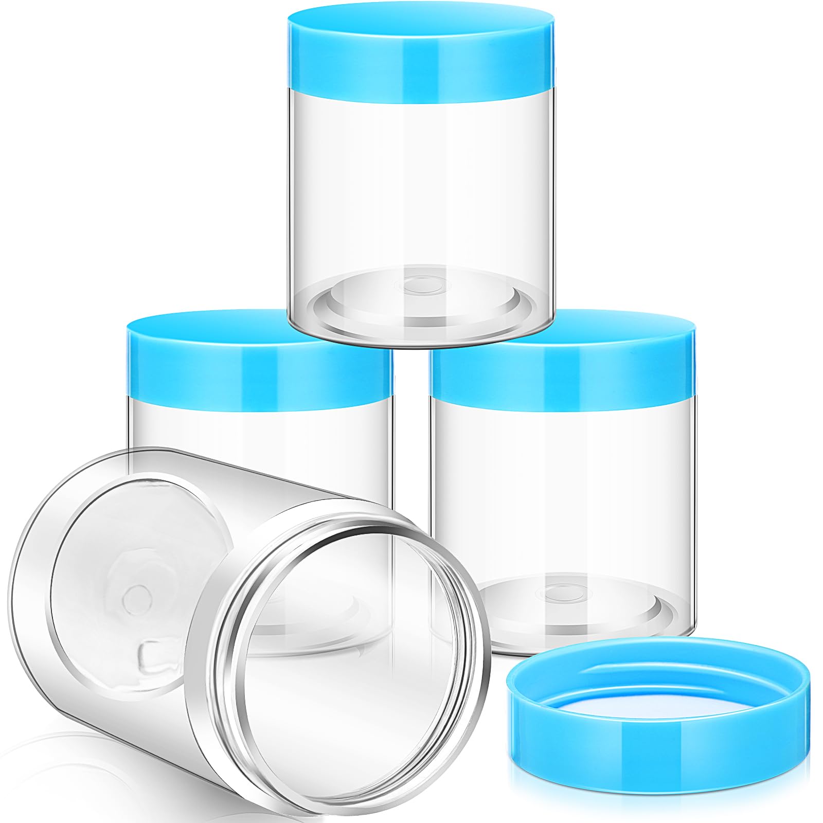 Patelai 4 Pcs Plastic Jars Wide Mouth with Lids