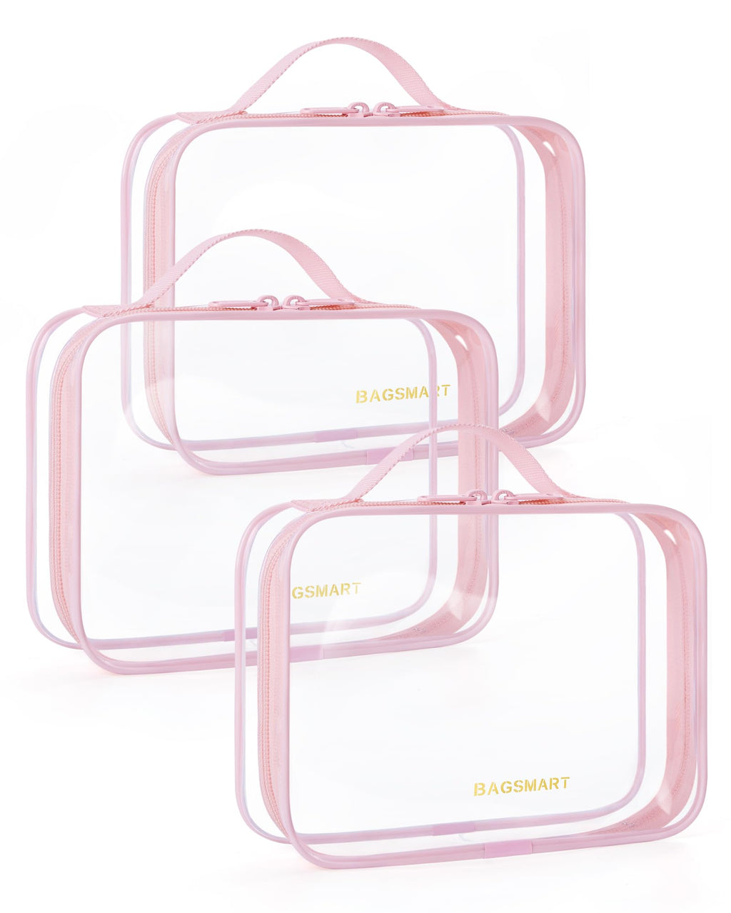 BAGSMART Clear Toiletry Bag, 3 Pack TSA Approved Toiletry Bag Quart Size Bag