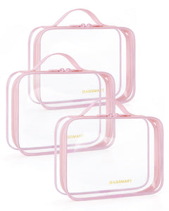 3-Pack TSA-Approved Clear Quart-Size Travel Toiletry Bags