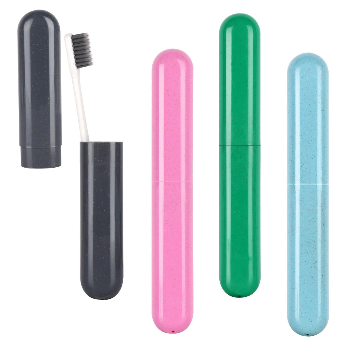 4 Pack Toothbrush Cases - Portable Travel Holder Container With Cover - Plastic Carrier Protector for Bathroom, School, Home, Camping