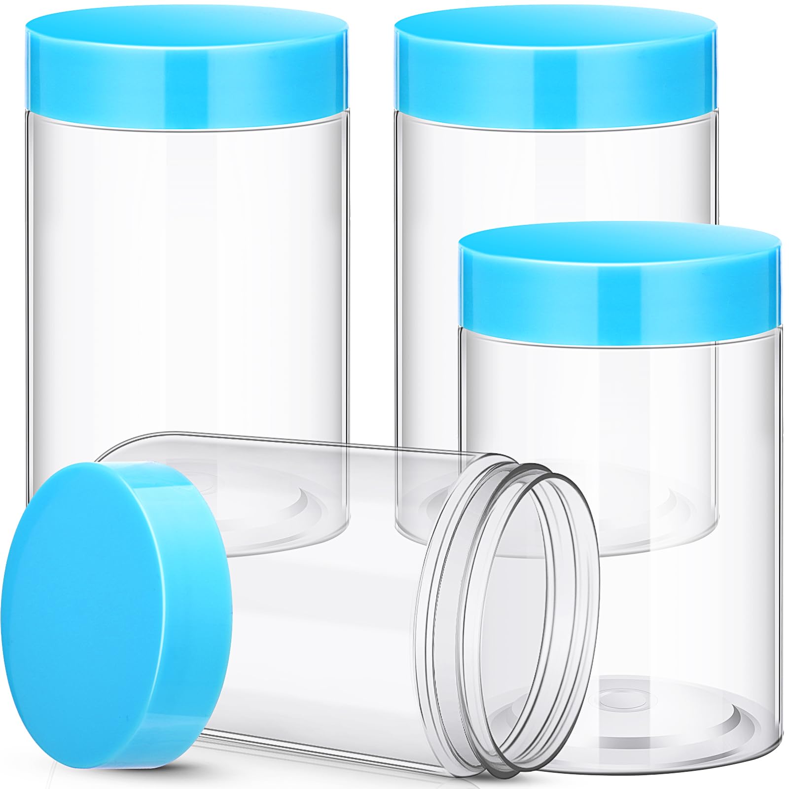 Patelai 4 Pcs Plastic Jars Wide Mouth with Lids