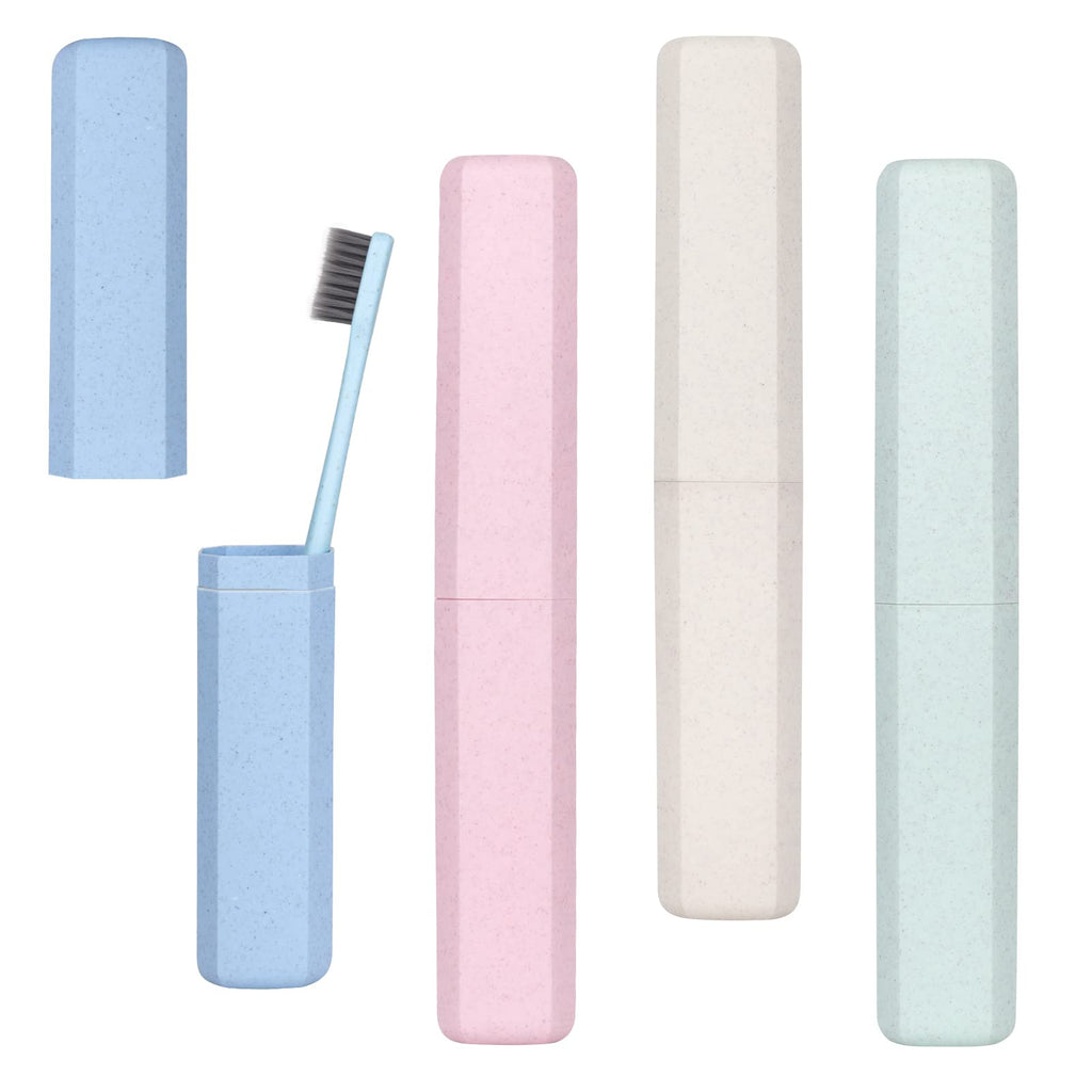 4 Pack Toothbrush Cases - Portable Travel Holder Container With Cover - Plastic Carrier Protector for Bathroom, School, Home, Camping