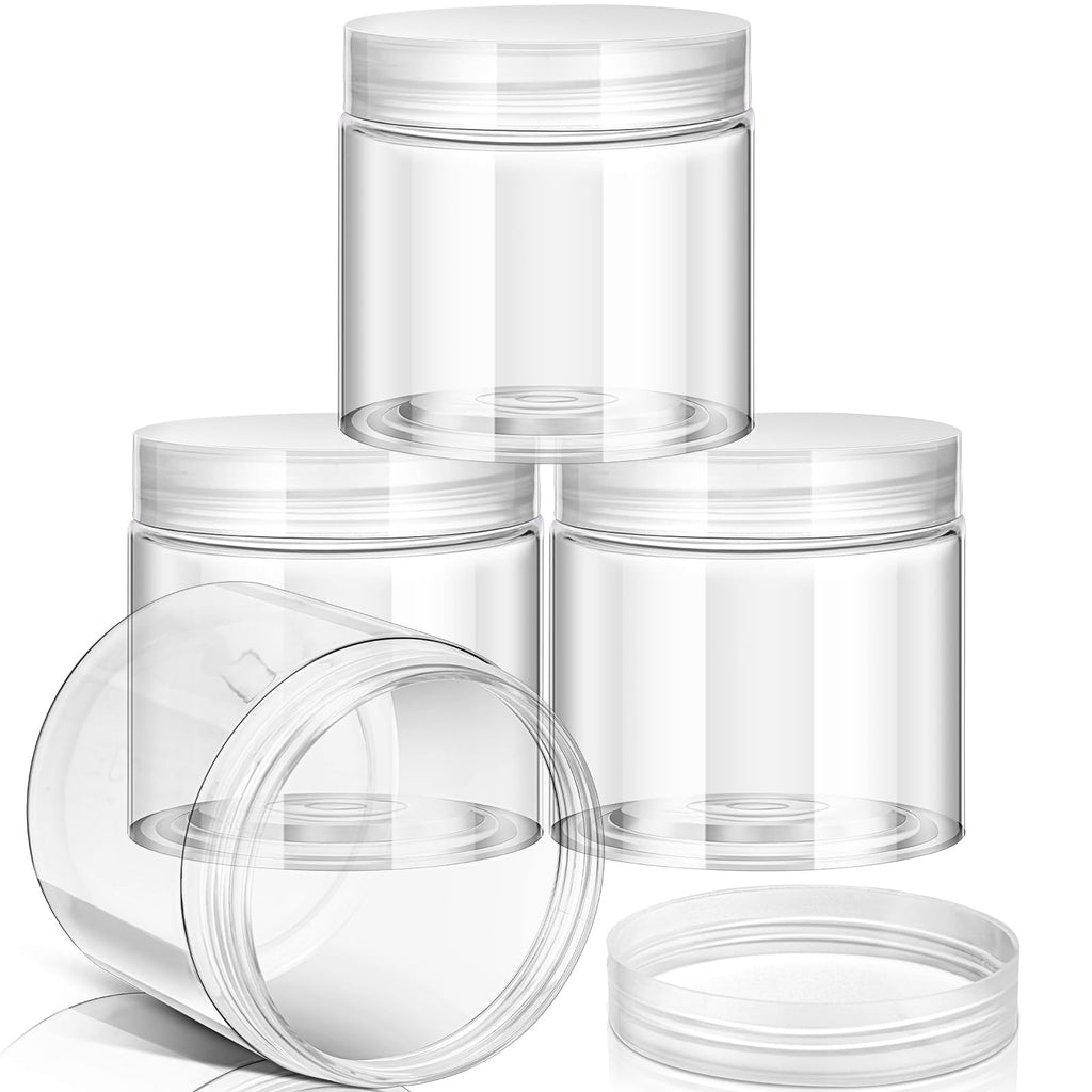 Patelai 4 Pcs Plastic Jars Wide Mouth with Lids