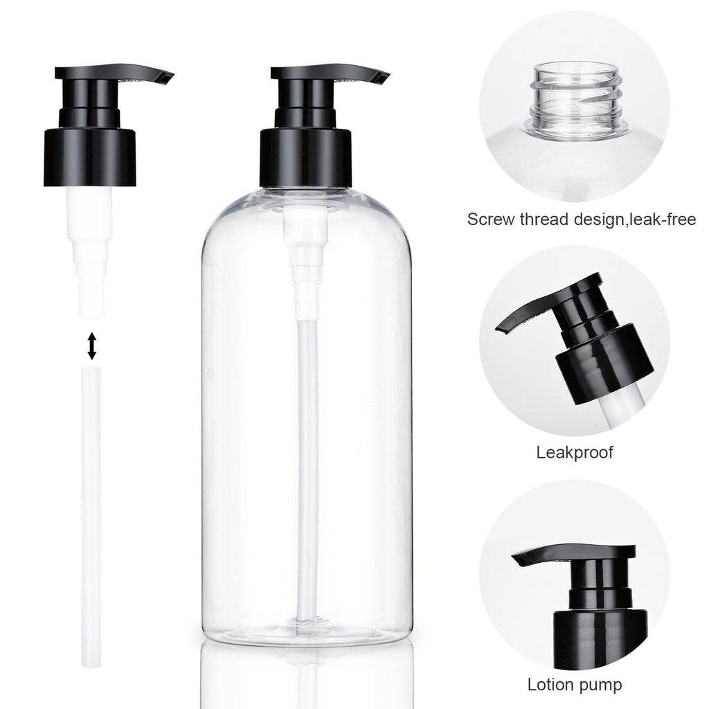 KREMORV Plastic Pump Bottles Dispenser 2Pack Empty Shampoo Bottle BPA Free