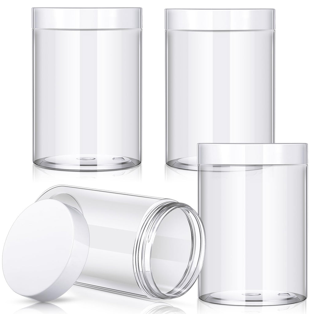Patelai 4 Pcs Plastic Jars Wide Mouth with Lids