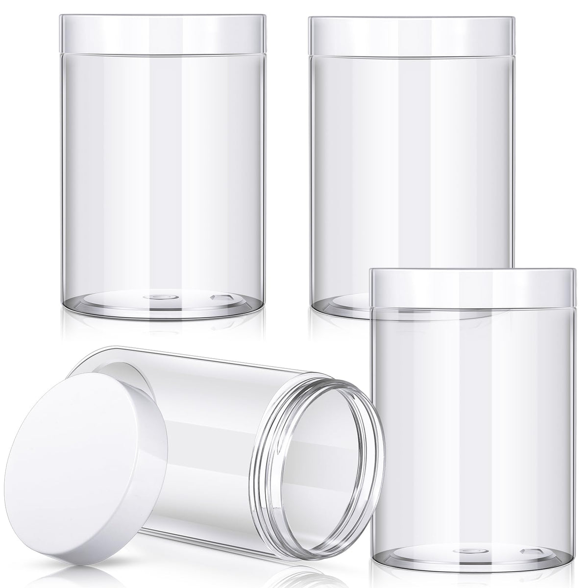 4-Pack Wide-Mouth Plastic Travel Jars with Lids