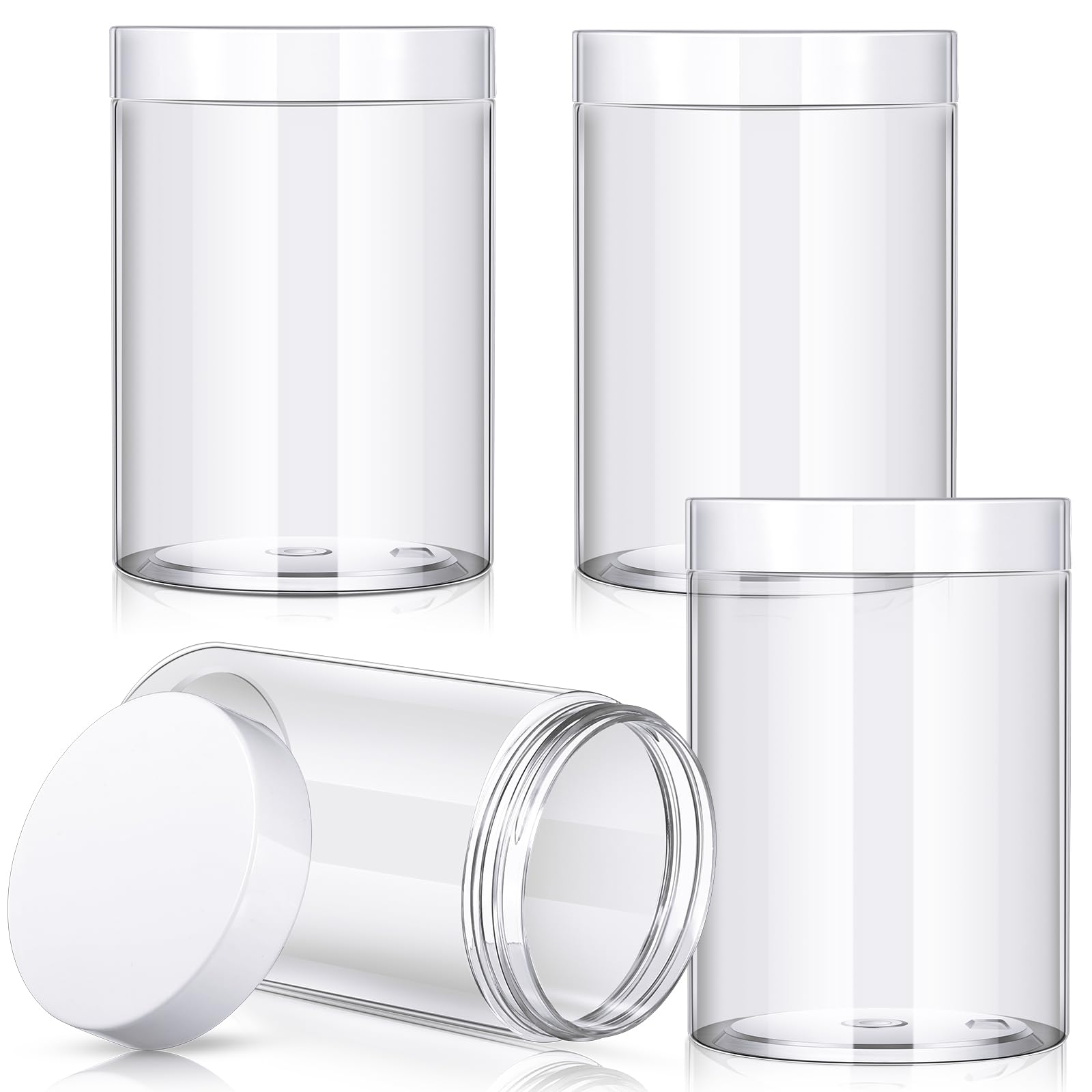 Patelai 4 Pcs Plastic Jars Wide Mouth with Lids