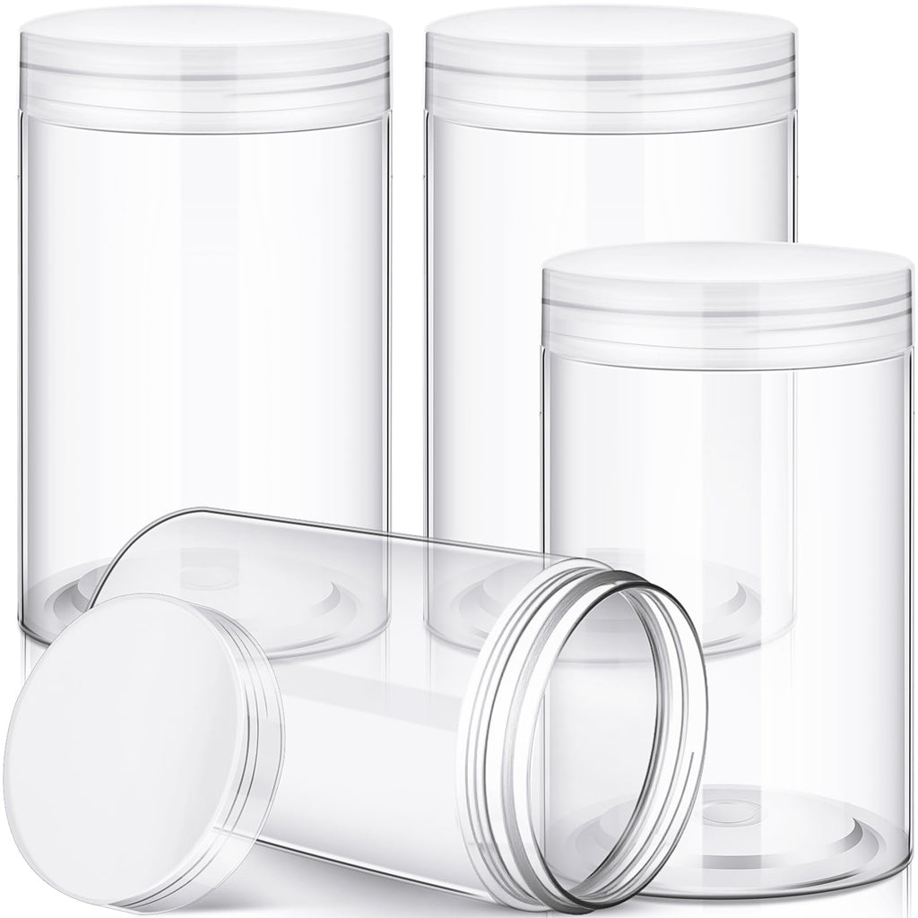 Patelai 4 Pcs Plastic Jars Wide Mouth with Lids