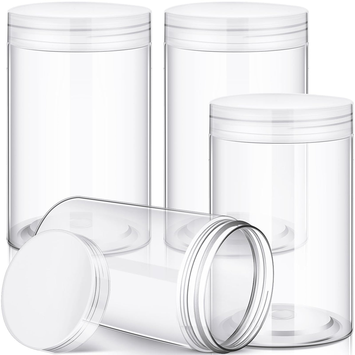 Patelai 4 Pcs Plastic Jars Wide Mouth with Lids