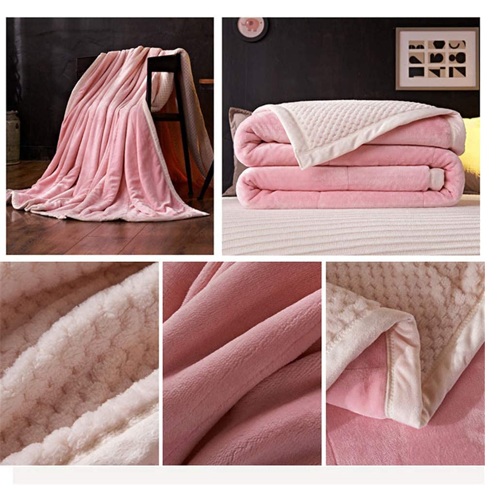 Soft Plush Reversible Microfiber Throw Blanket, Pink Full