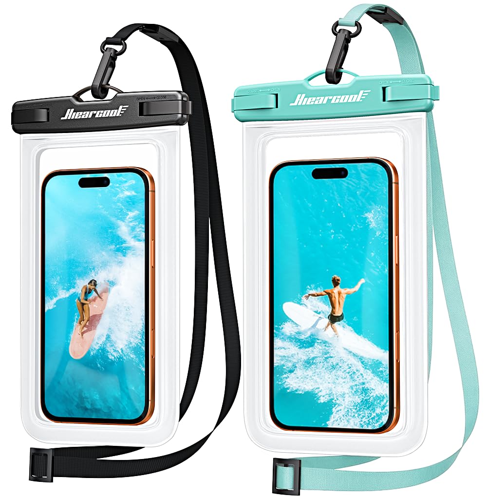 Hiearcool Universal Waterproof Case, Waterproof Phone Pouch Compatible for iPhone 14 13 12 11 Pro Max XS Plus Samsung Galaxy S22 Cellphone Up to 8.3", IPX8 Cellphone Dry Bag for Vacation-2 Pack