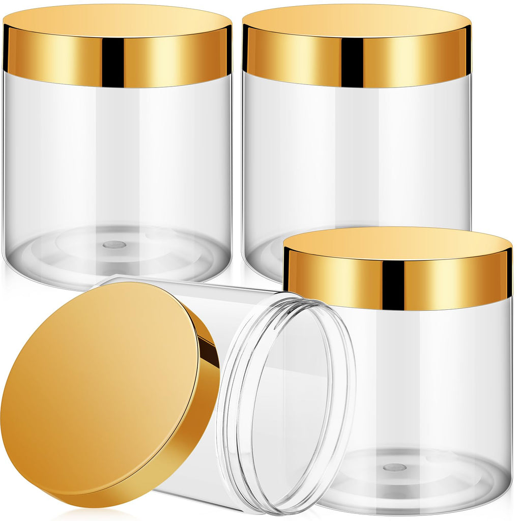 Patelai 4 Pcs Plastic Jars Wide Mouth with Lids