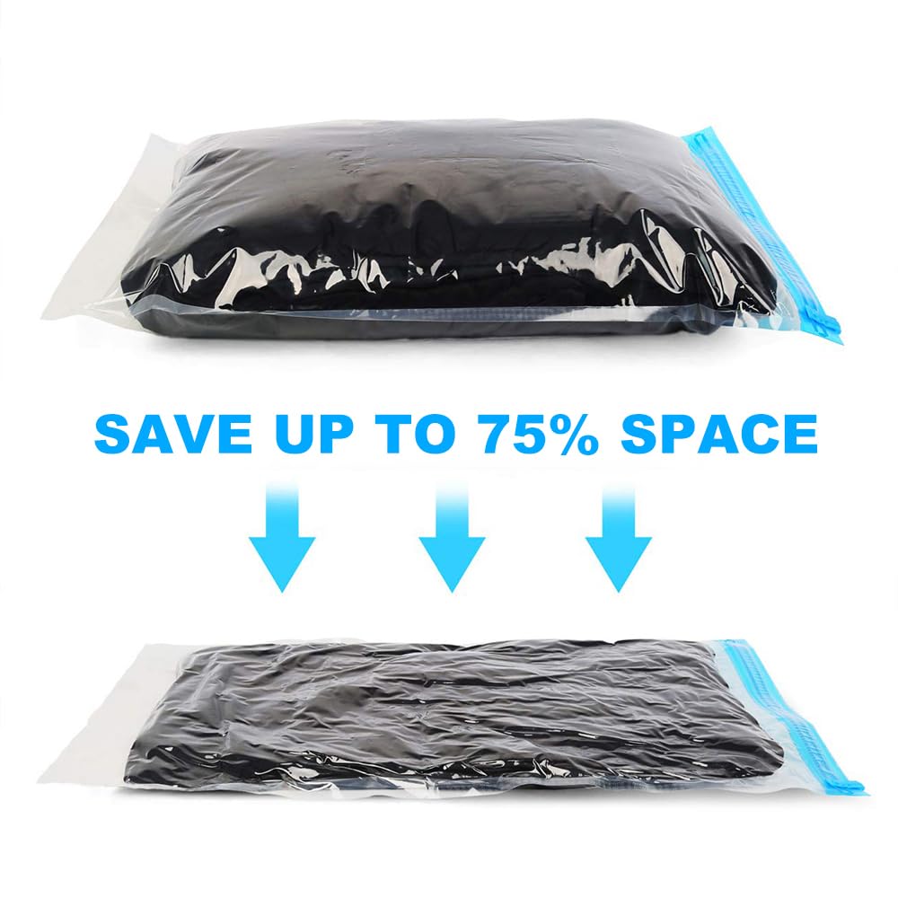 ALMING Compression Bags - Travel Essentials 12 Pack Space Saver No Vacuum or Pump Needed Storage Accessorie and Home Packing Organizers (transparent)