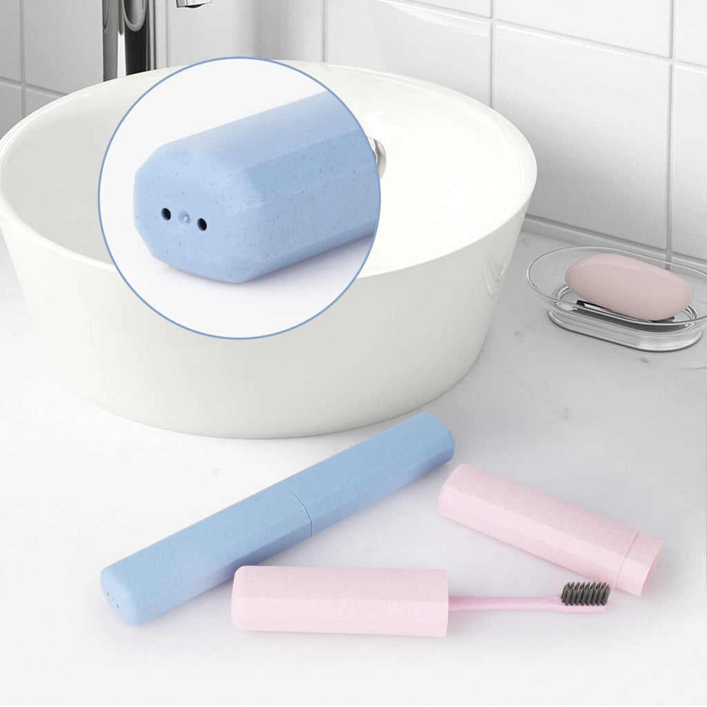 4 Pack Toothbrush Cases - Portable Travel Holder Container With Cover - Plastic Carrier Protector for Bathroom, School, Home, Camping
