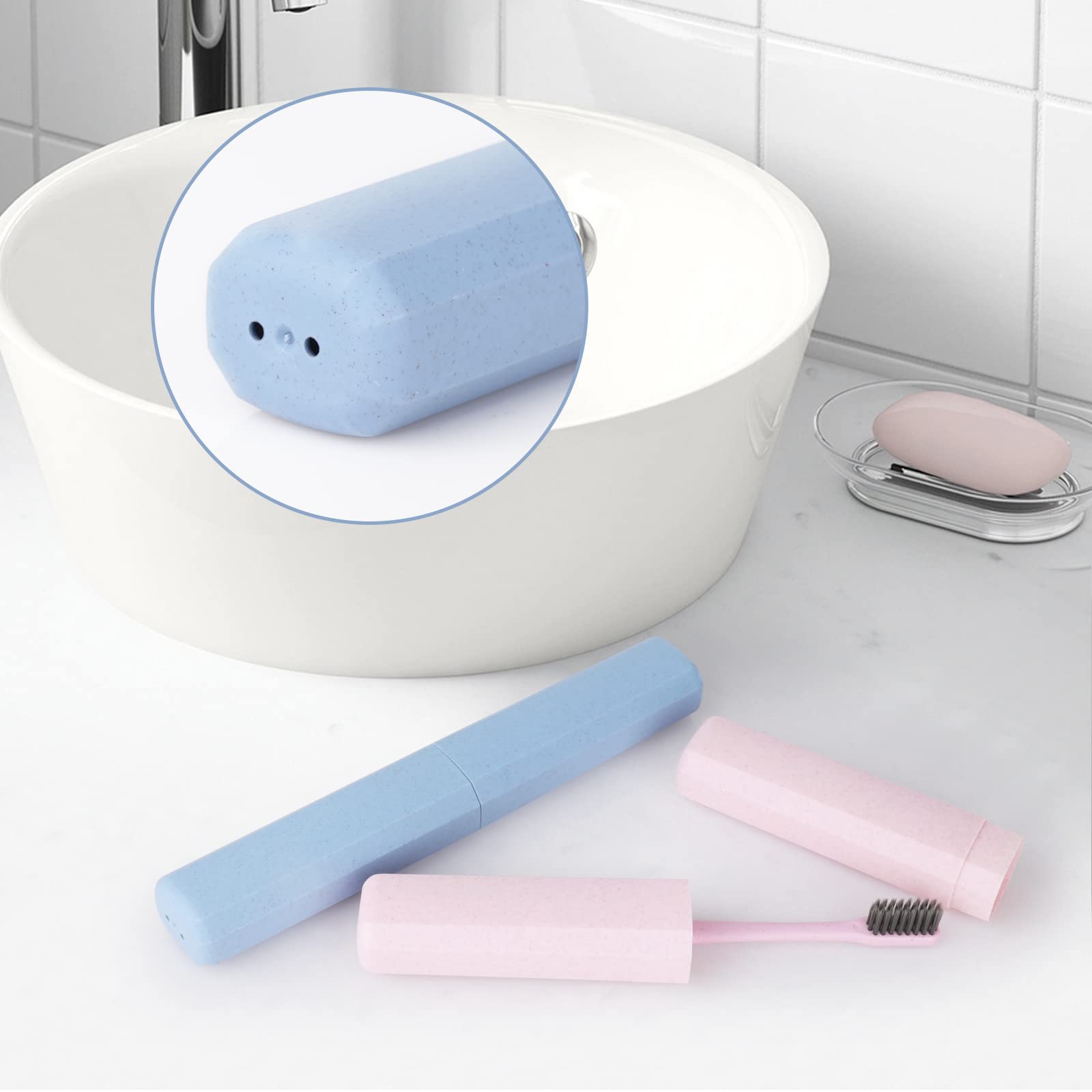 4 Pack Toothbrush Cases - Portable Travel Holder Container With Cover - Plastic Carrier Protector for Bathroom, School, Home, Camping