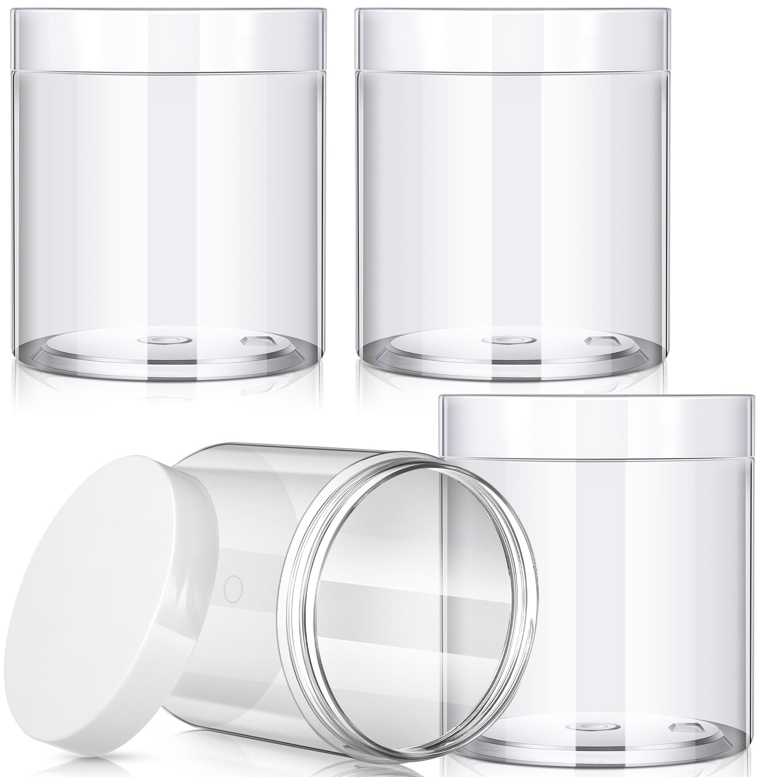 Patelai 4 Pcs Plastic Jars Wide Mouth with Lids
