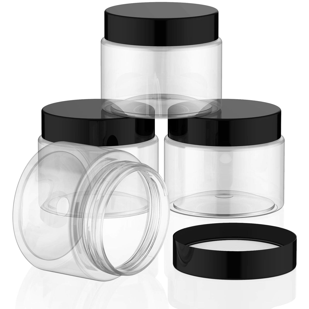 Patelai 4 Pcs Plastic Jars Wide Mouth with Lids