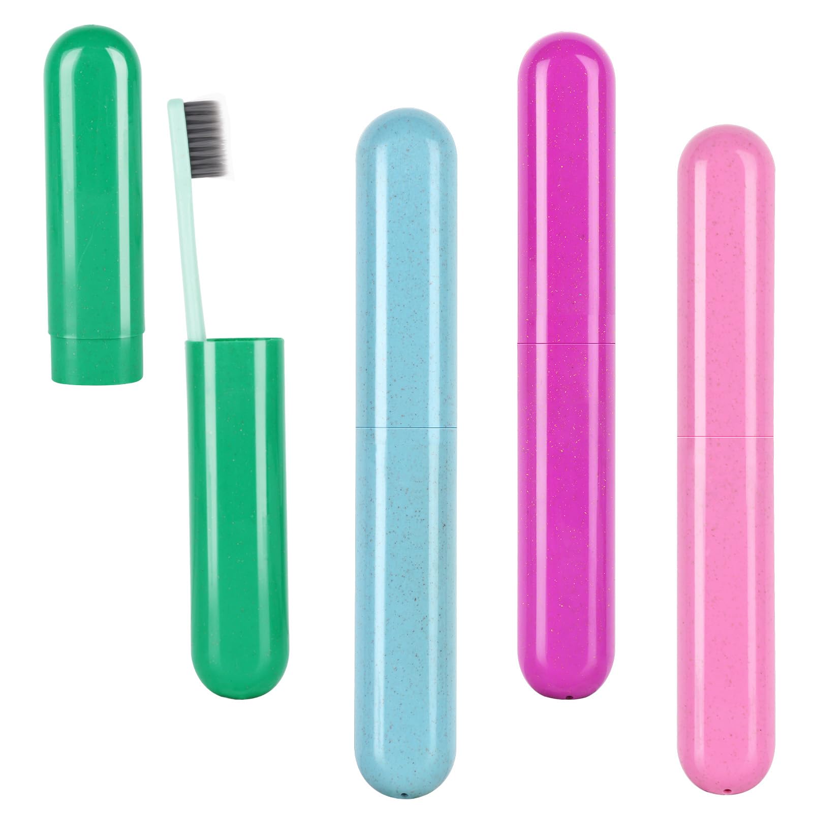 4 Pack Toothbrush Cases - Portable Travel Holder Container With Cover - Plastic Carrier Protector for Bathroom, School, Home, Camping