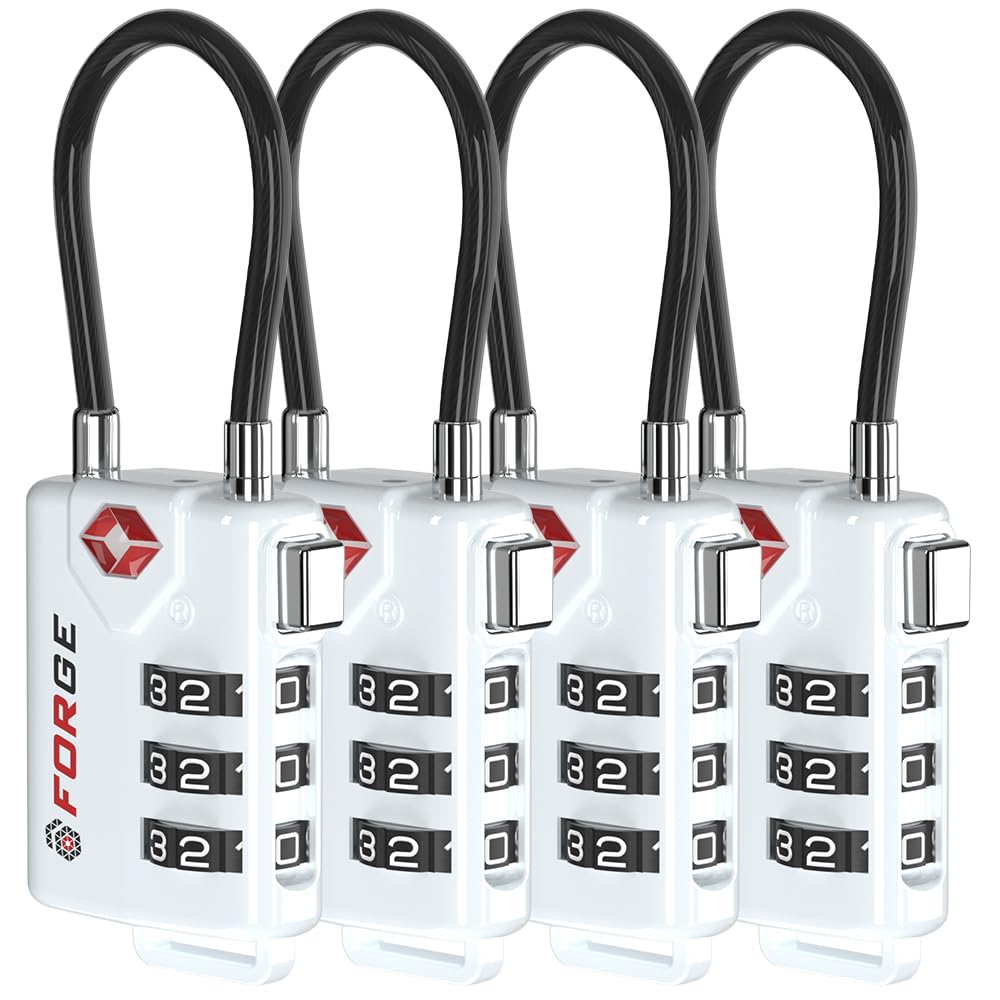 TSA Approved Cable Luggage Locks, Re-settable Combination with Alloy Body