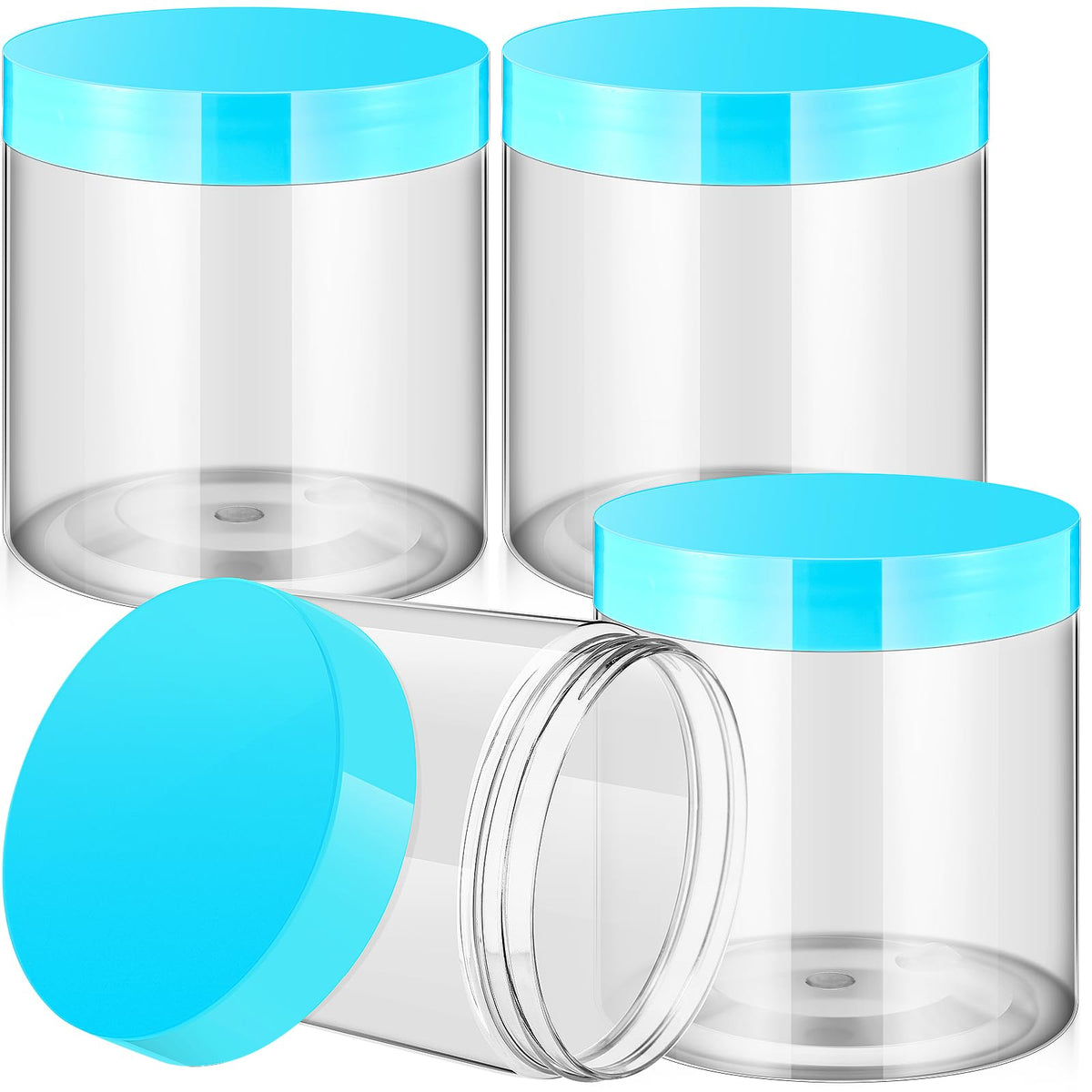 Patelai 4 Pcs Plastic Jars Wide Mouth with Lids
