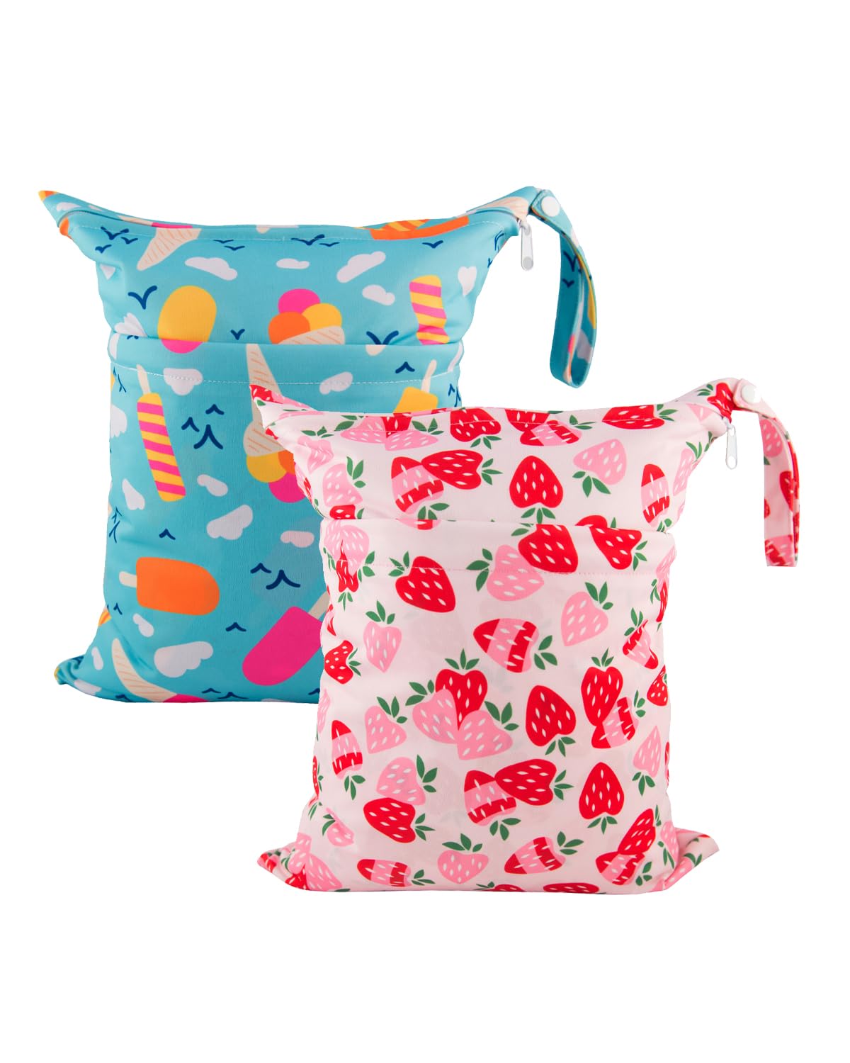 babygoal Wet Dry Bags for Baby Cloth Diapers, Washable Travel Bags, Beach, Pool, Gym Bag for Swimsuits & Wet Clothes with Two Zippered Pockets