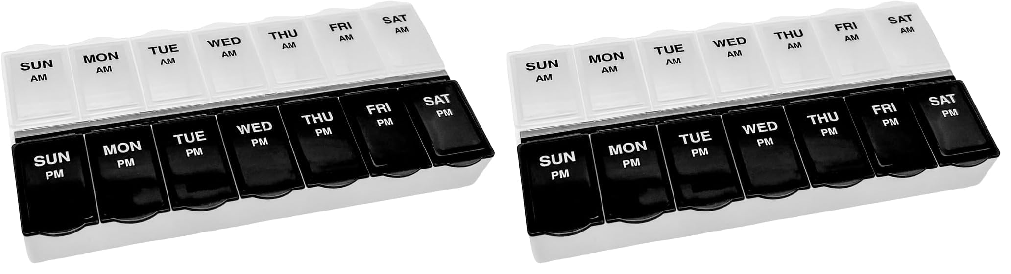 Amazon Basic Care 7-Day AM/PM Pill Organizer, Medication Planner with Large Compartments for Tablets, Clear Lids