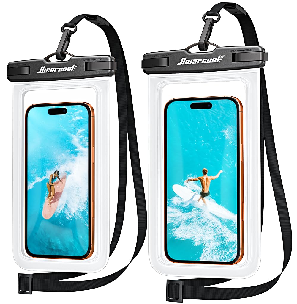 Hiearcool Universal Waterproof Case, Waterproof Phone Pouch Compatible for iPhone 14 13 12 11 Pro Max XS Plus Samsung Galaxy S22 Cellphone Up to 8.3", IPX8 Cellphone Dry Bag for Vacation-2 Pack