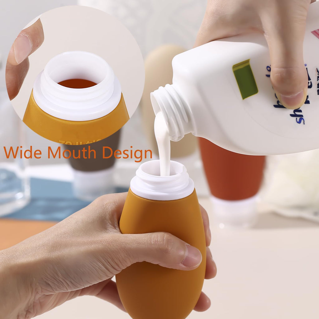 Silicone Travel Bottles,4 Pack Leak Proof Liquid Squeezable Refillable Portable Travel Accessories/Cosmetic Containers,BPA Free,Travel Size Bottles for Toiletries Shampoo Conditioner Lotion