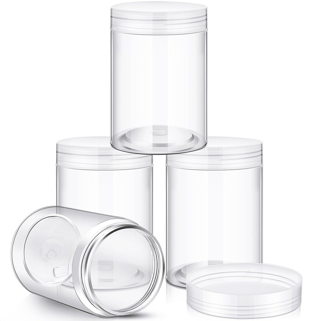 Patelai 4 Pcs Plastic Jars Wide Mouth with Lids