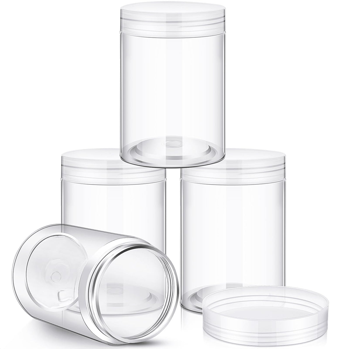 4-Pack Wide-Mouth Plastic Travel Jars with Lids