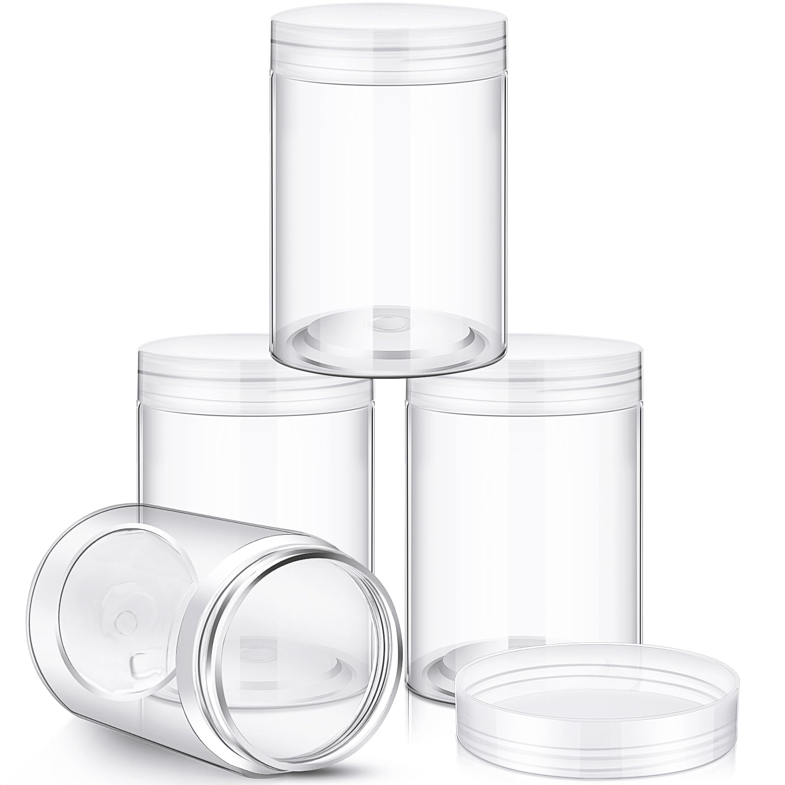 Patelai 4 Pcs Plastic Jars Wide Mouth with Lids