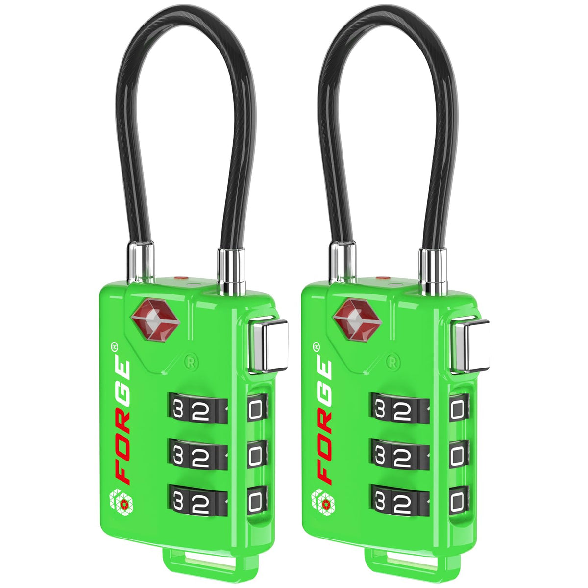 TSA Approved Cable Luggage Locks, Re-settable Combination with Alloy Body