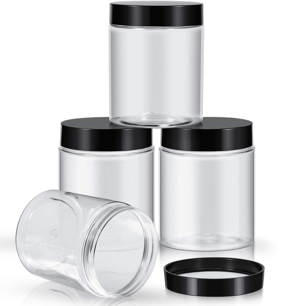 Patelai 4 Pcs Plastic Jars Wide Mouth with Lids