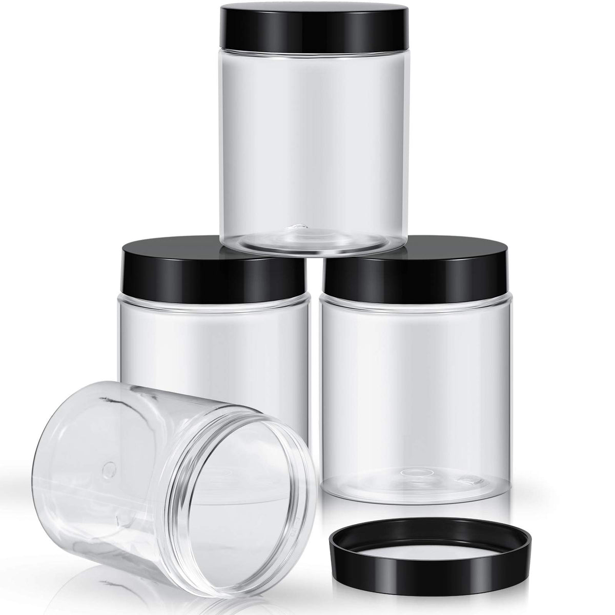 Patelai 4 Pcs Plastic Jars Wide Mouth with Lids