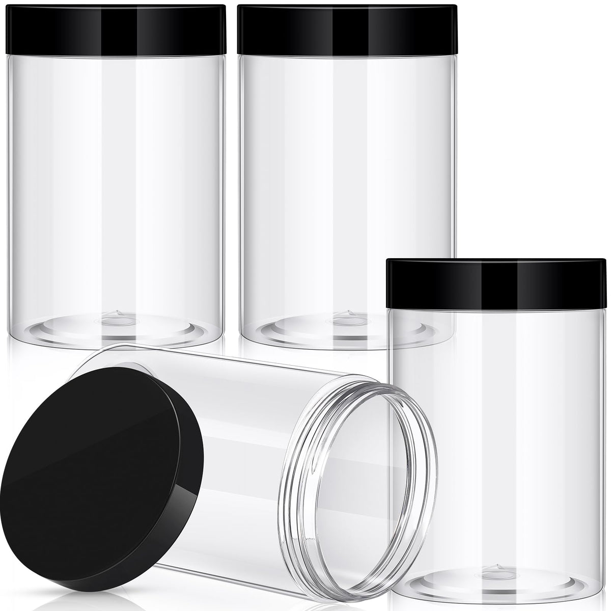 Patelai 4 Pcs Plastic Jars Wide Mouth with Lids