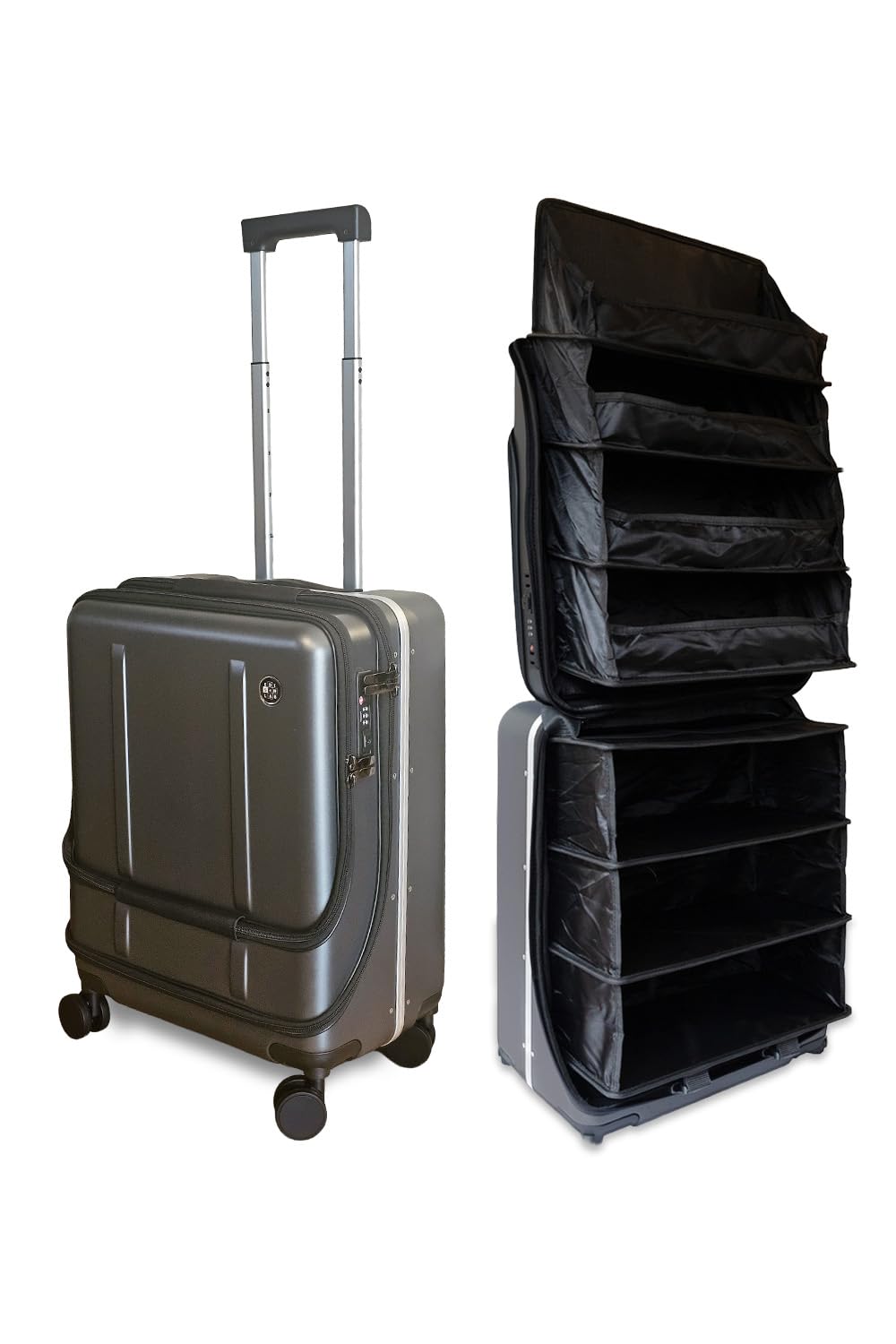EDISON LAB FLIP The Suitcase That Turns Into a Shelf 47L Carry-On Lightweight Polycarbonate Silent Detachable Wheels TSA Lock Front-Open PC Cabin Approved for Business Travel Easy Caster Replacement